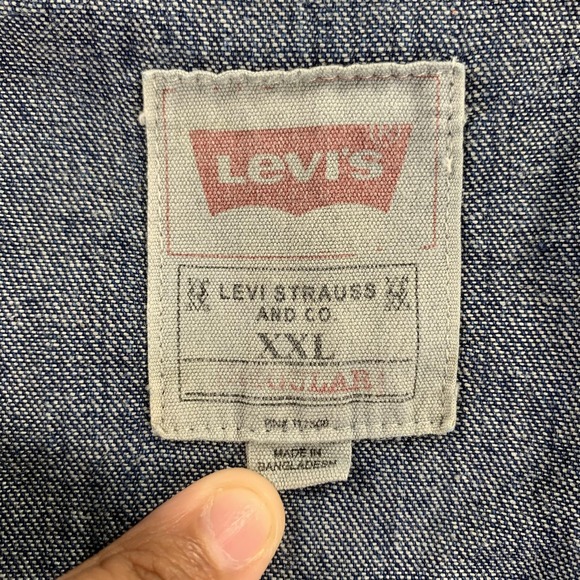 Levi's Western Denim Shirt Mens 2XL Dark Wash Snap Front Long Sleeve Red Tab - Picture 8 of 15